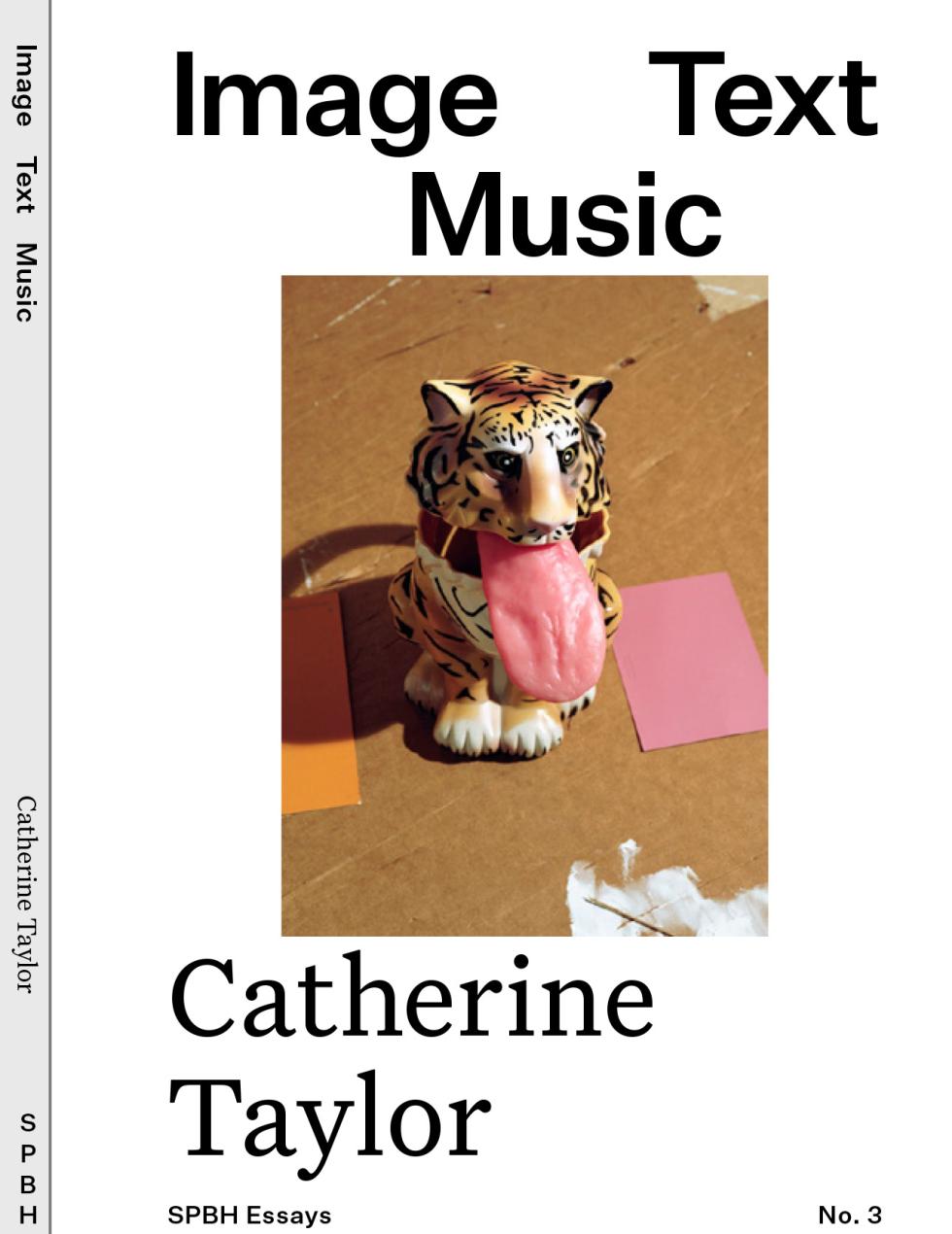Book cover of Image Text Music by Catherine Taylor with smaller image of a tiger figurine with a large pink tongue sticking out.