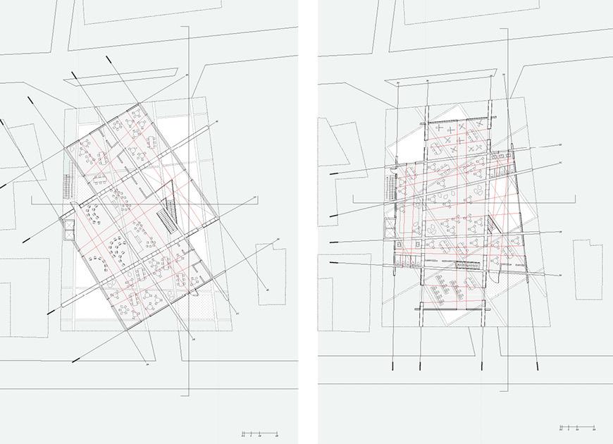 Plans showing section cut lines.