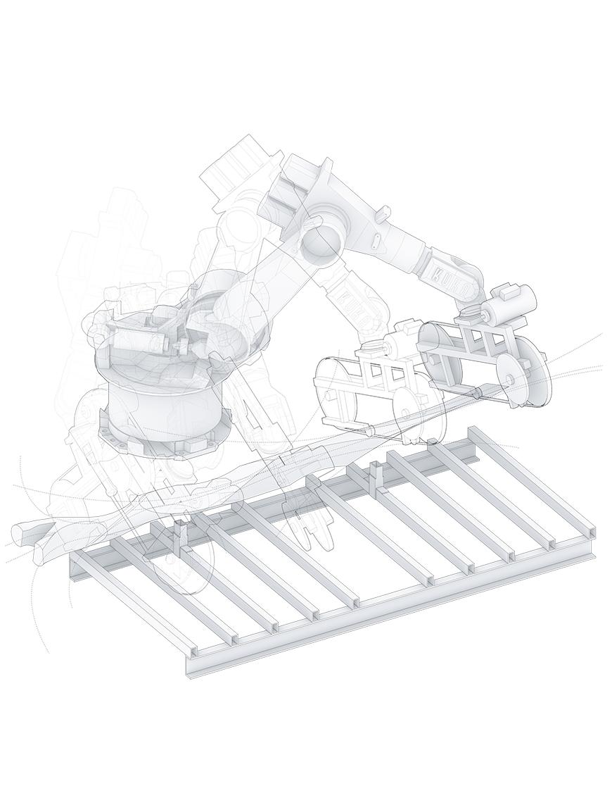 robotic bandsaw end-effector process diagram