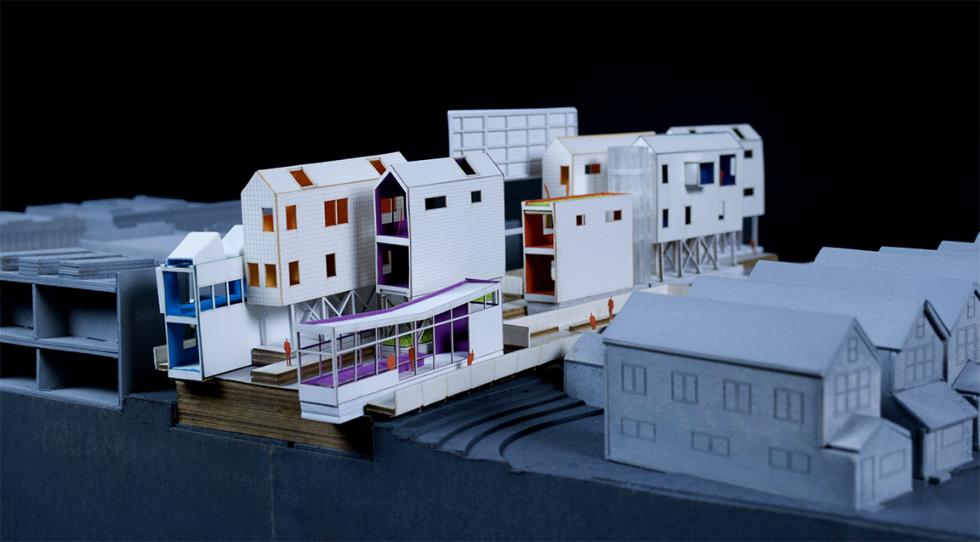 model of mixed use development near a neighborhood