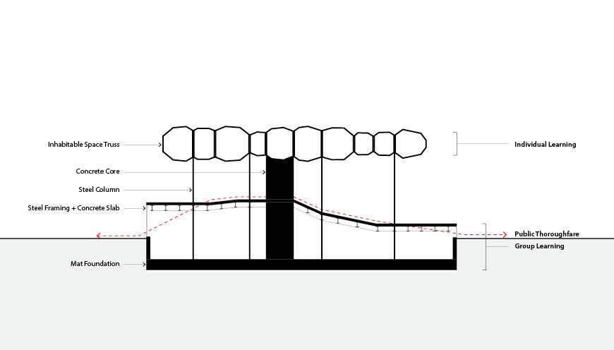 Line drawing, draft of structure. 