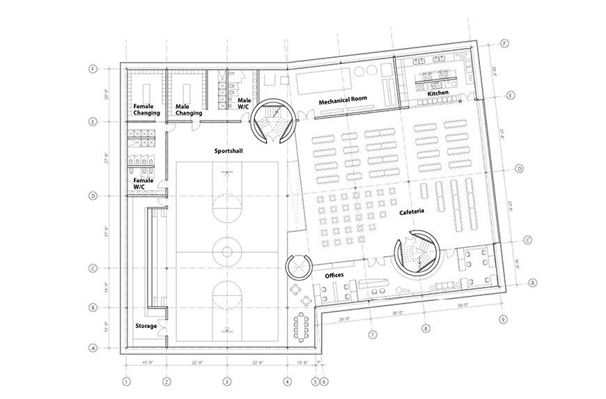 Architectural draft of interior floor plan.