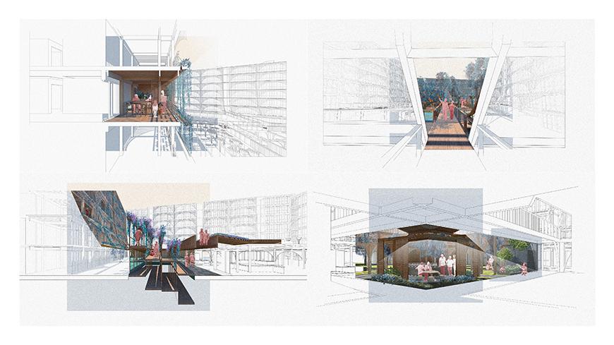 Digital rendering of an architectural structures cross section. 