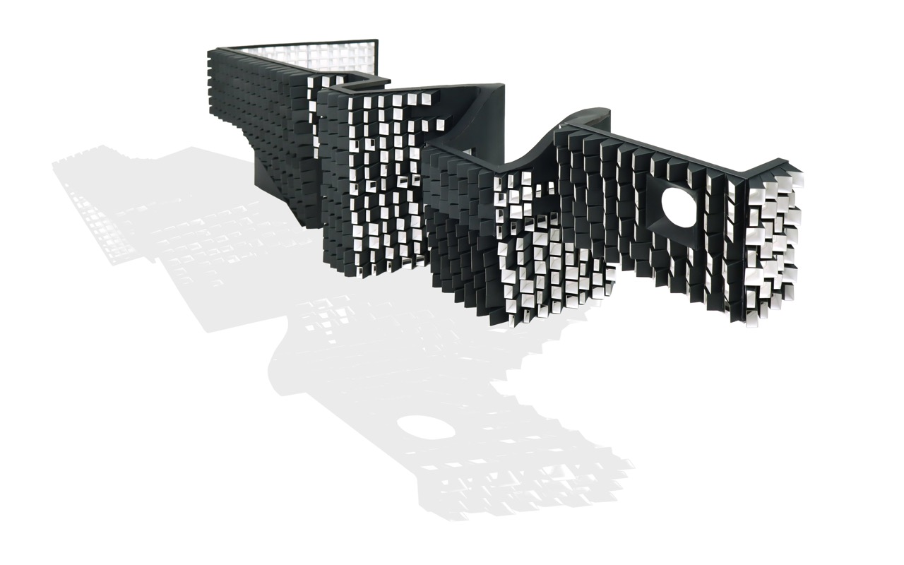 Digital rendering of a museum with windows across every vertical surface.