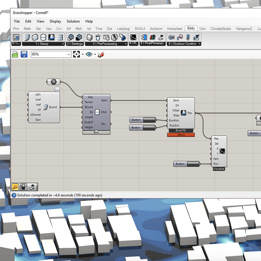 Screenshot of a computer program with data that connects in a flowchart.