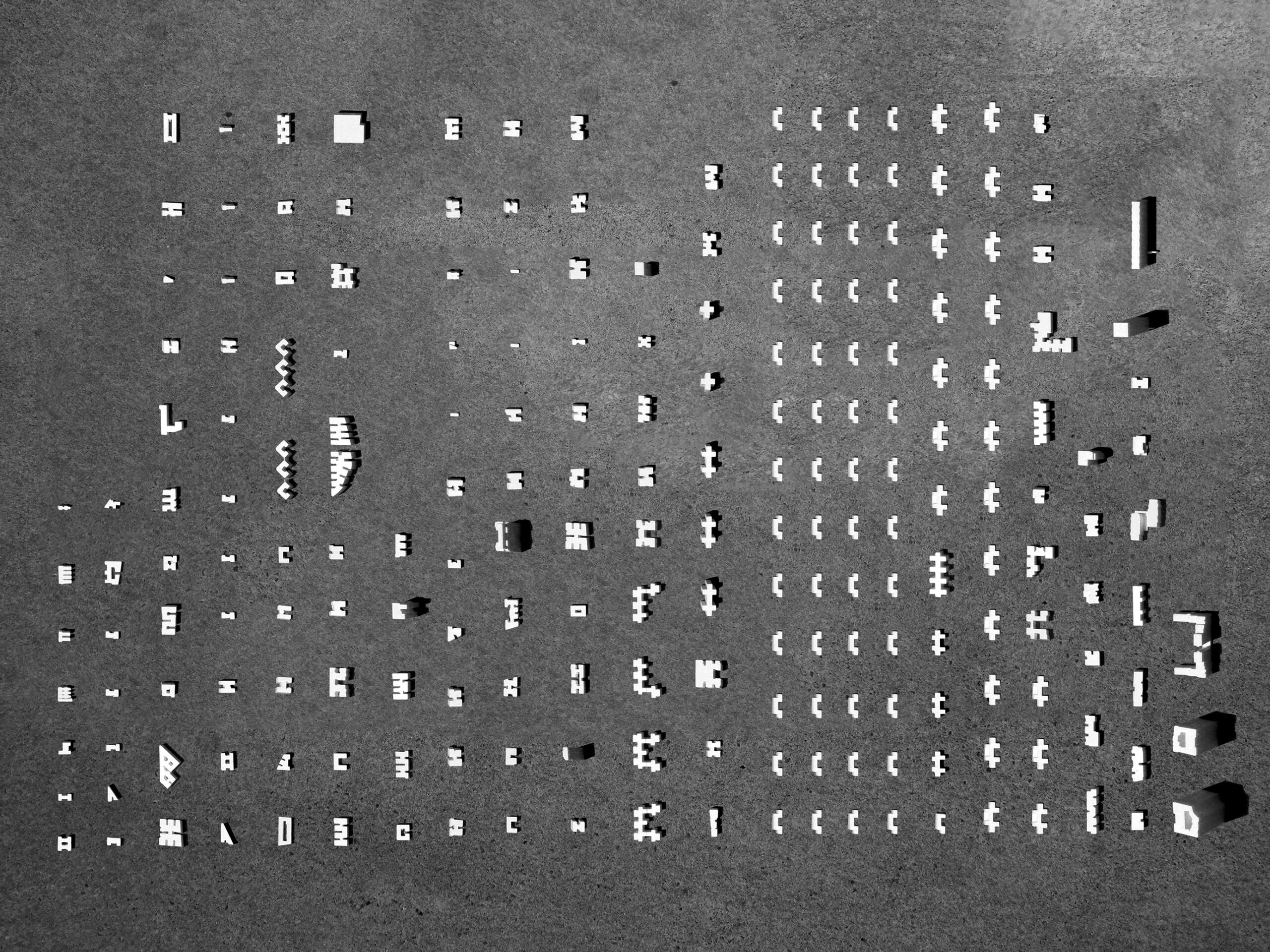 overhead view of small model pieces