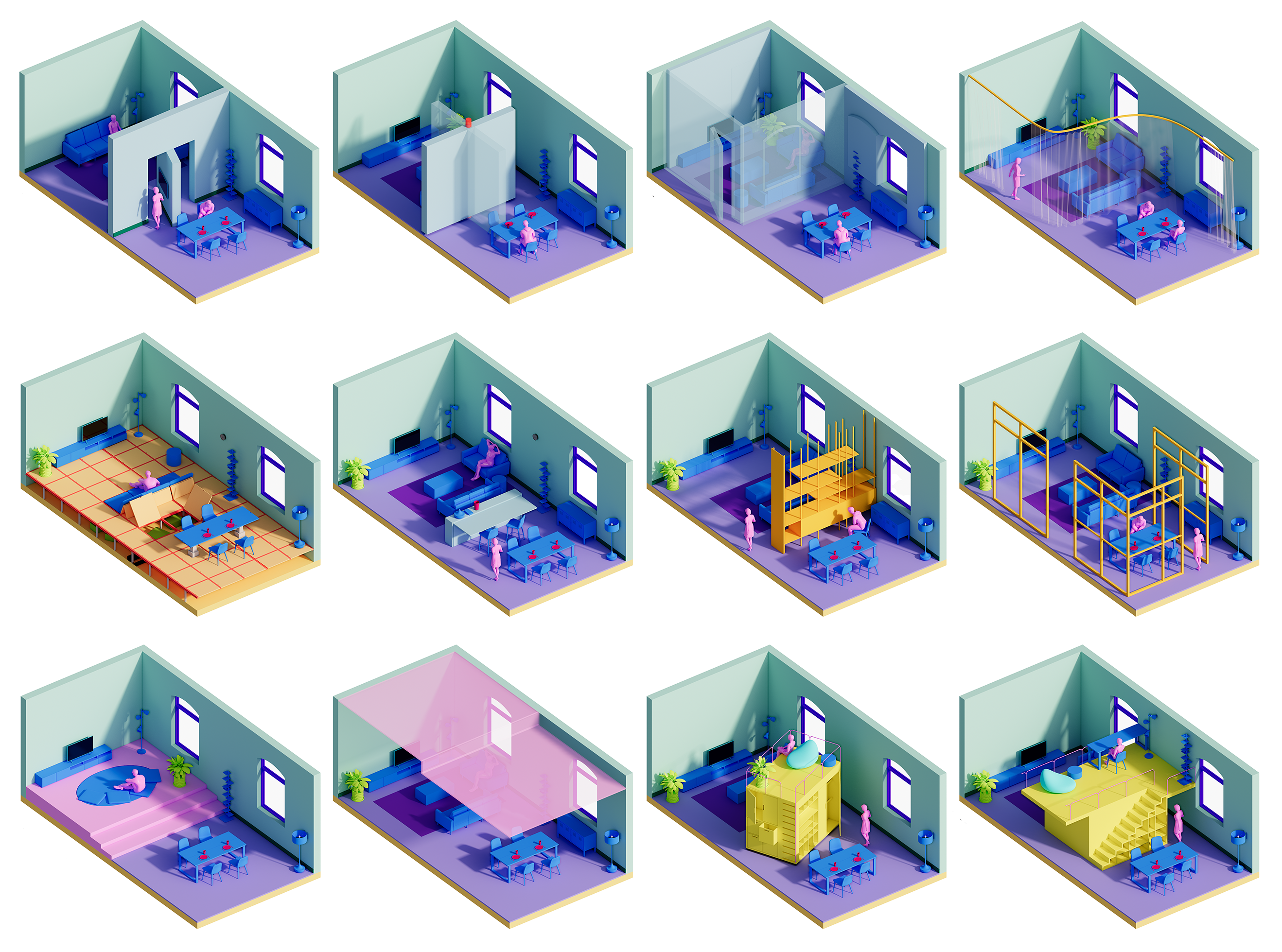 Models of various room layouts