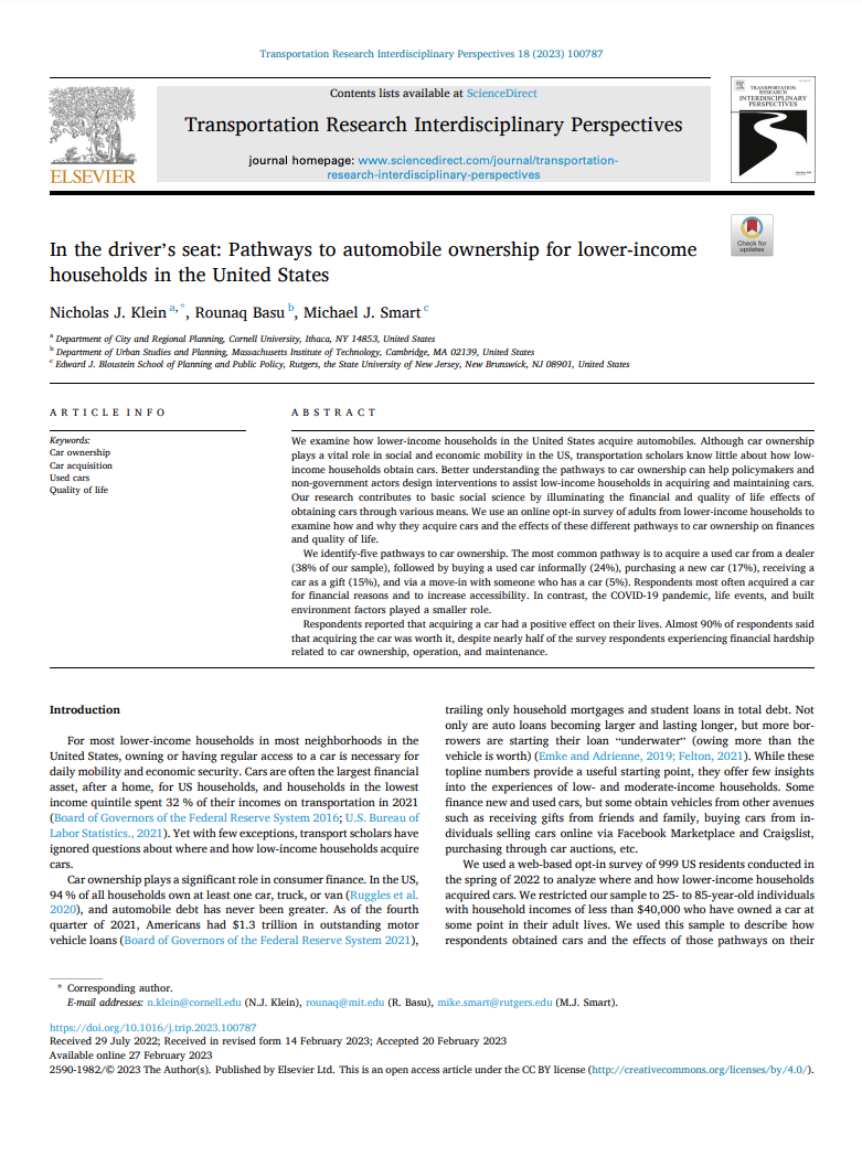 First page of research article by Nicholas J. Klein and coauthors.