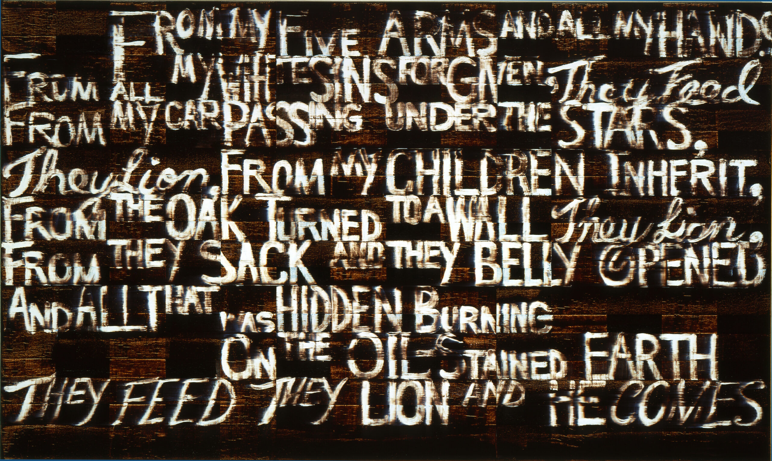 White words painted on a dark background