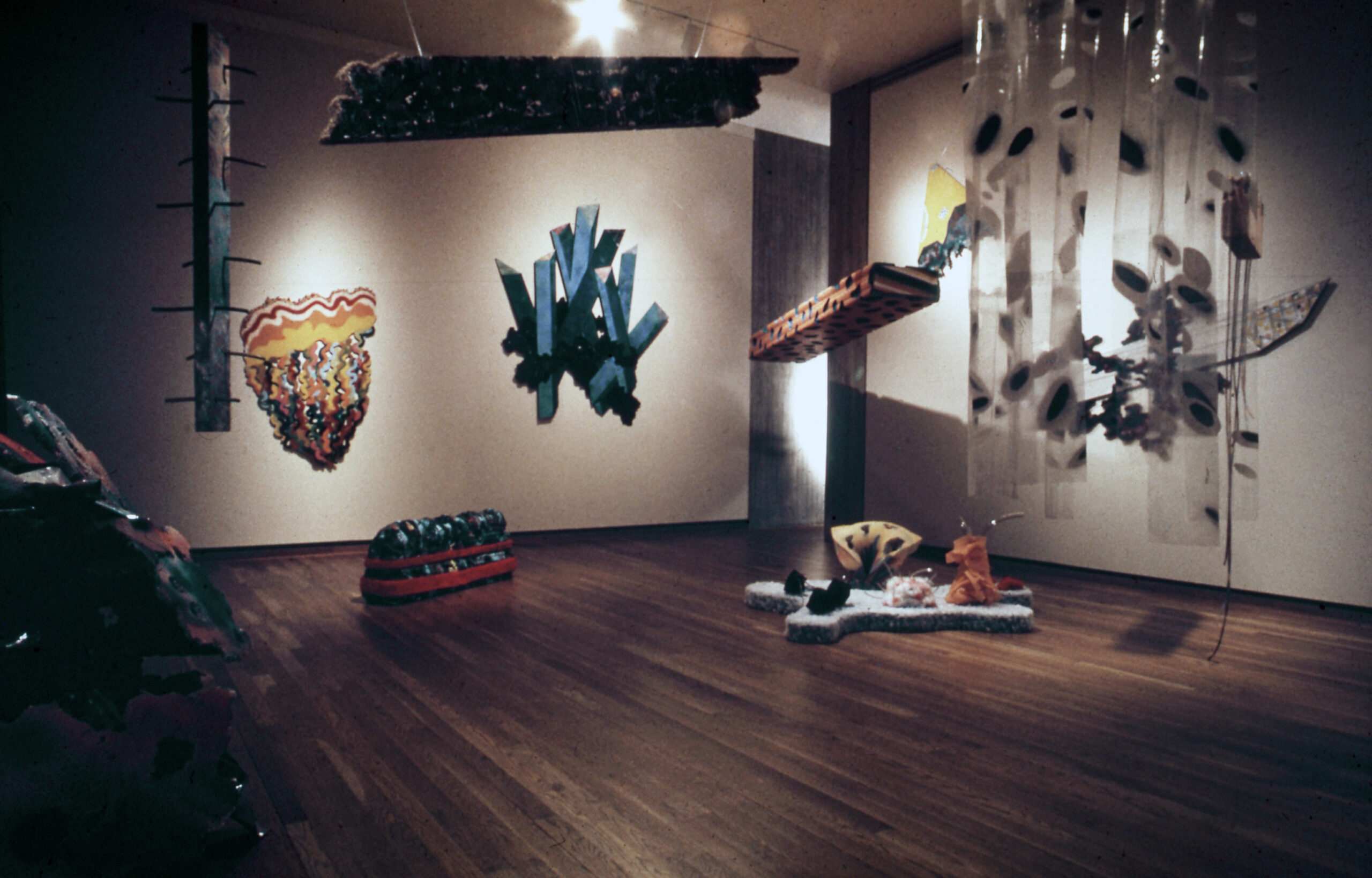 vintage photo of an art installation with lots of sculptures at the Herbert Johnson Museum of Art