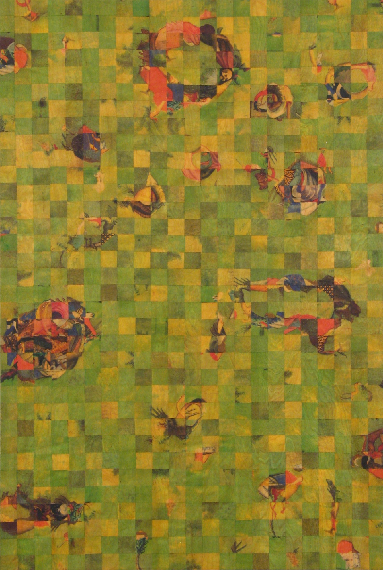 green yellow grid painting