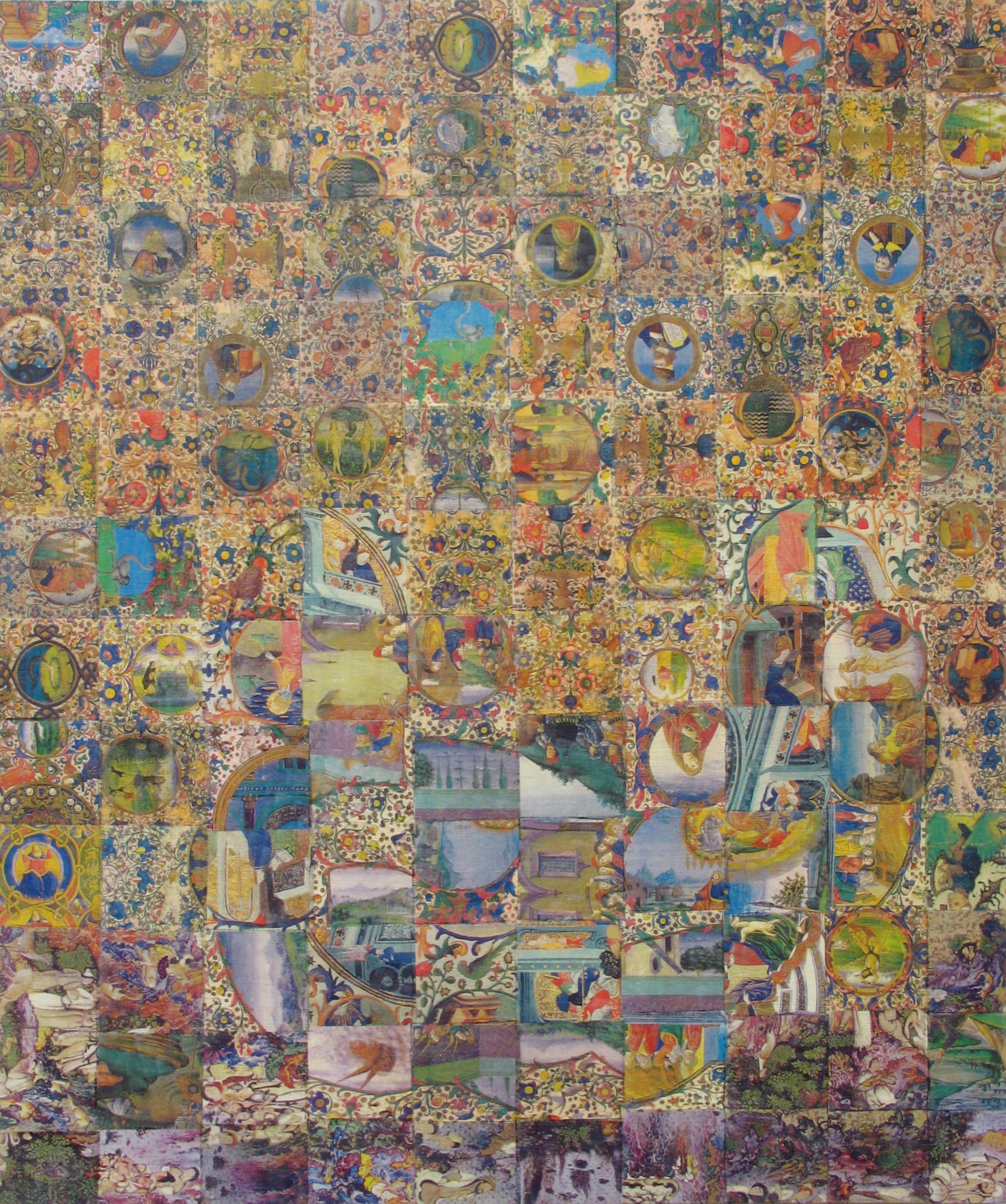 colorful abstract quilt like grid painting