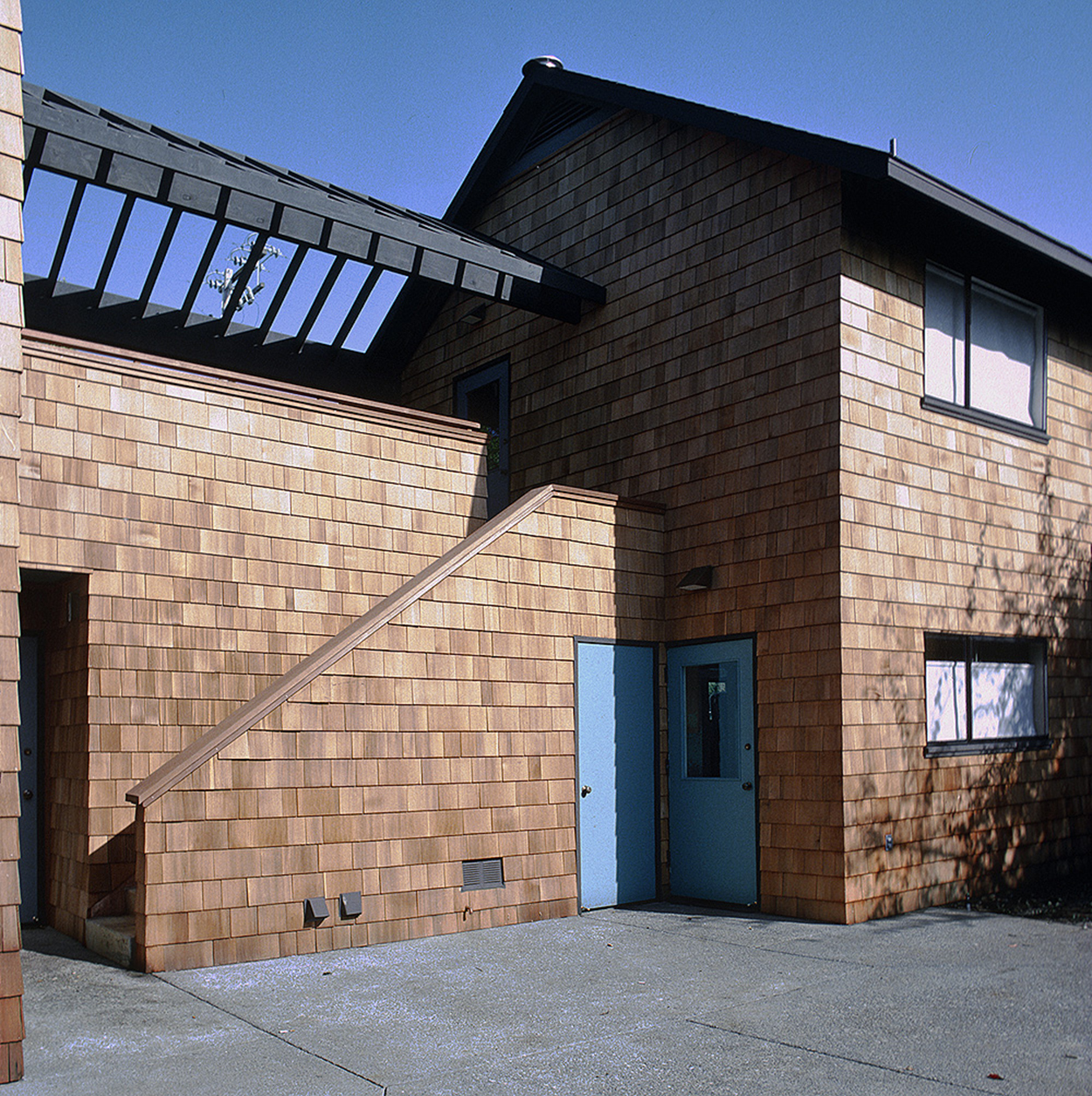 View of rear deck and stairs.