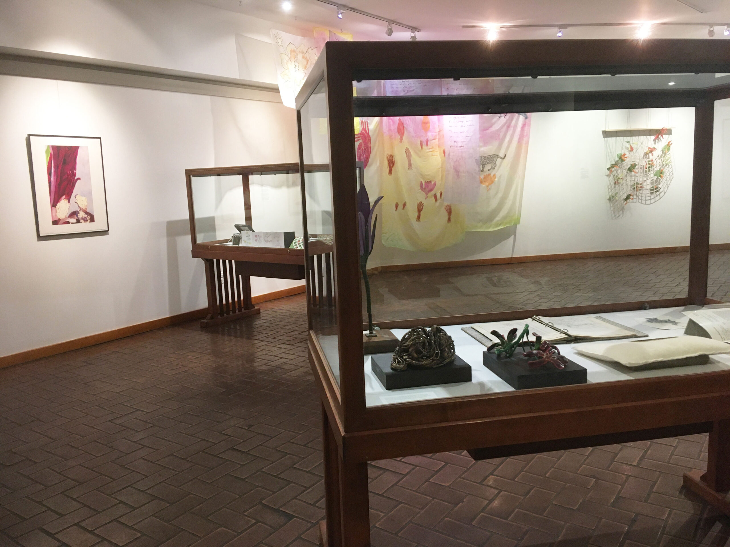 Display cases house sculpted representations of plants.