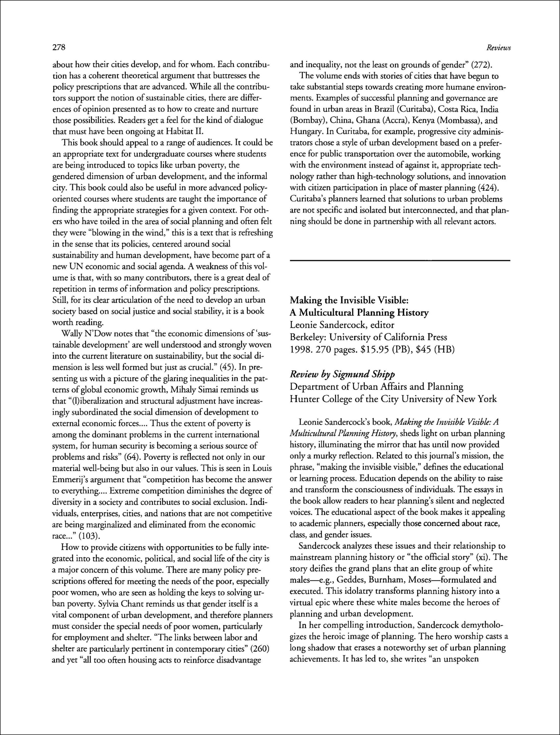 First page of book review Making the Invisible Visible