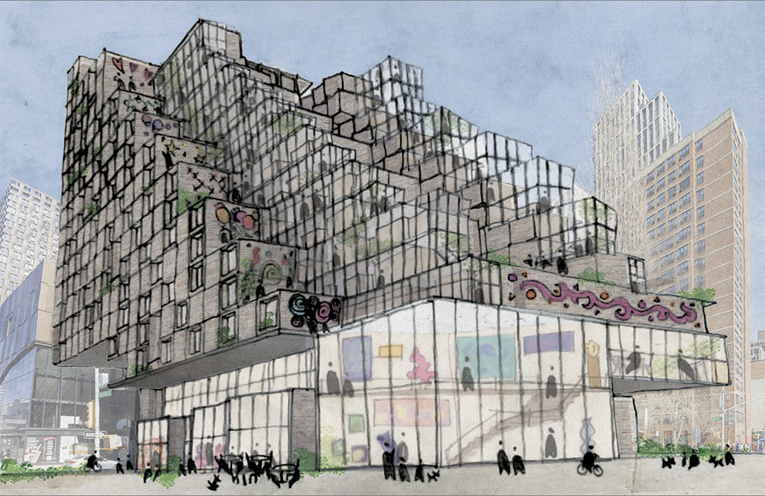 Sketch of stepped urban building