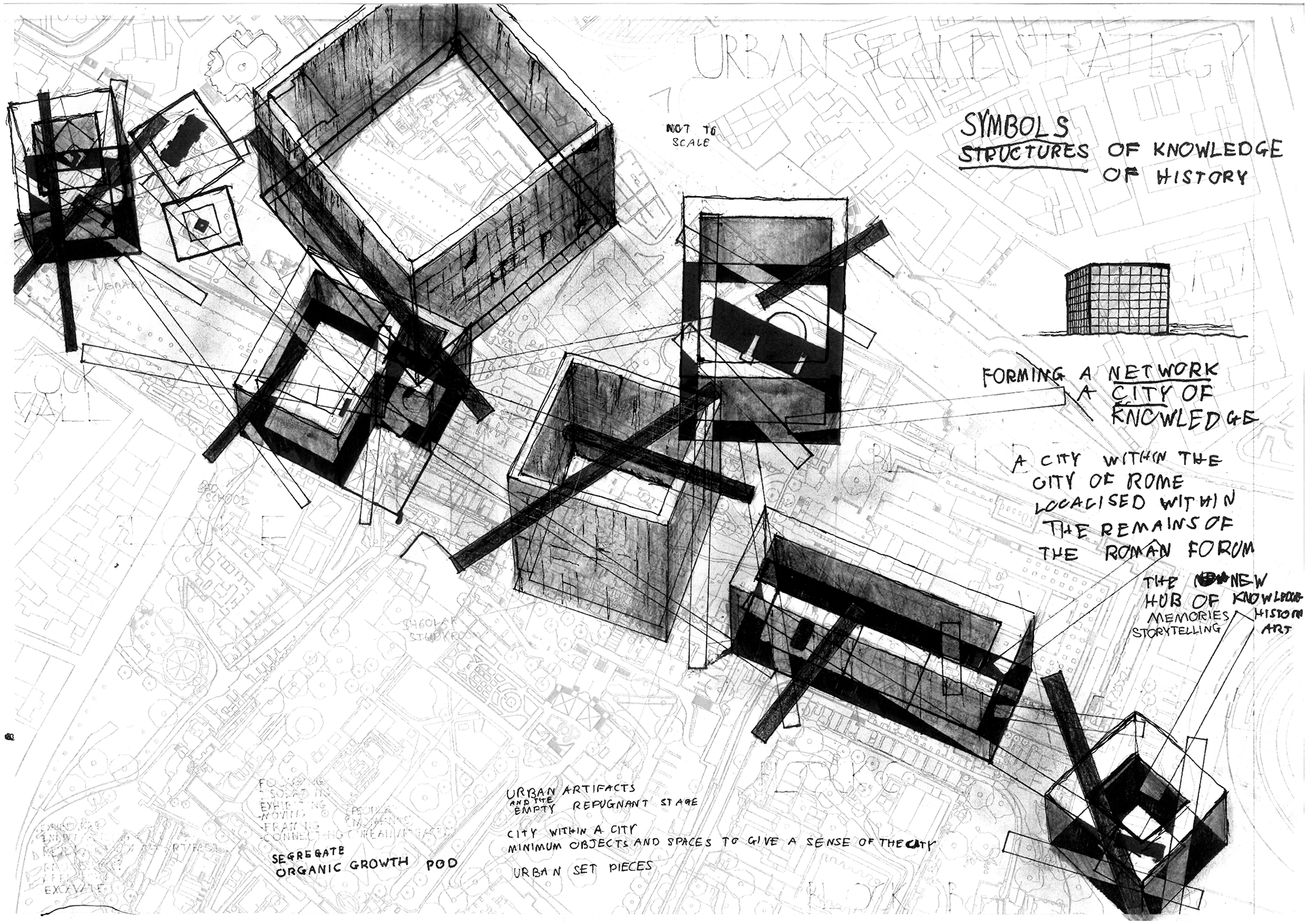 sketch of aerial view of Rome
