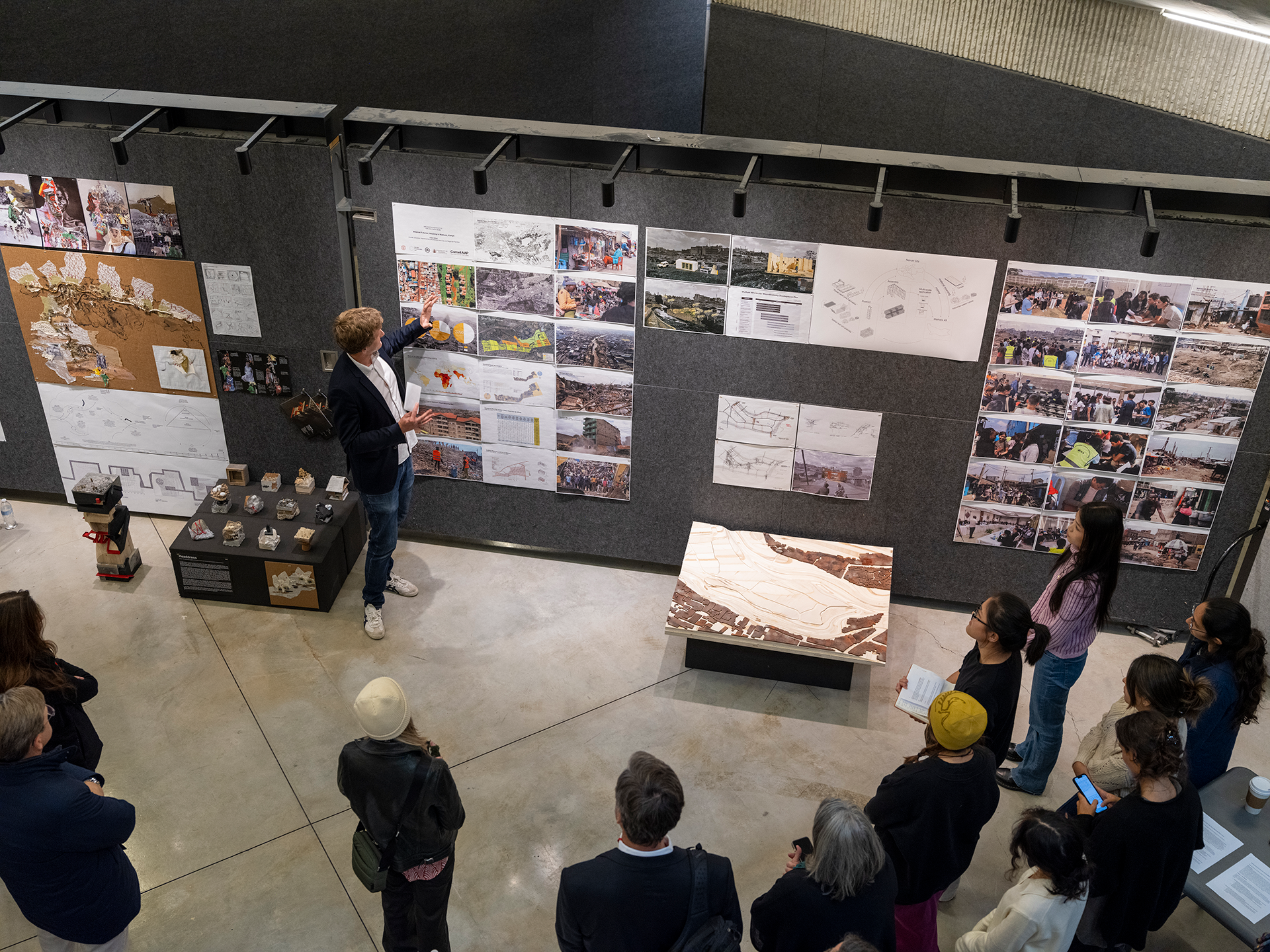 Students presenting pinned up work