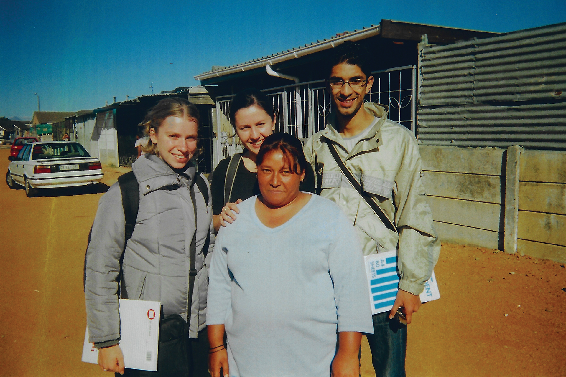 Students and community members posed in a South African street