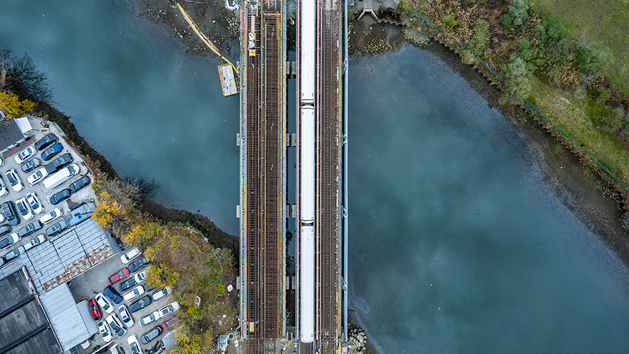 Aerial view of bridge