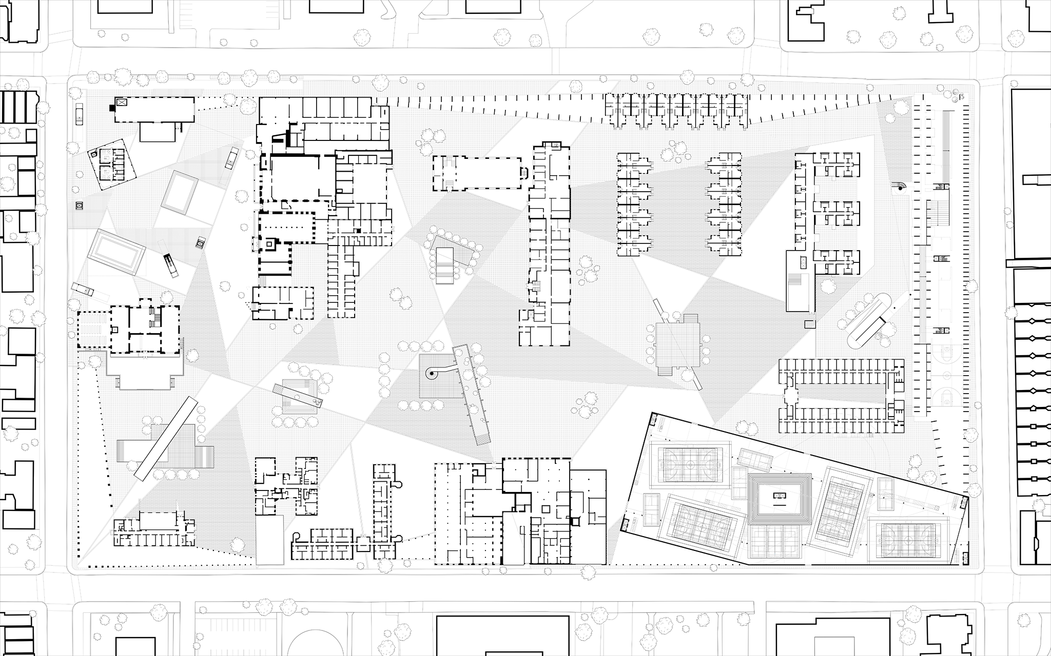 Drawn aerial map of campus
