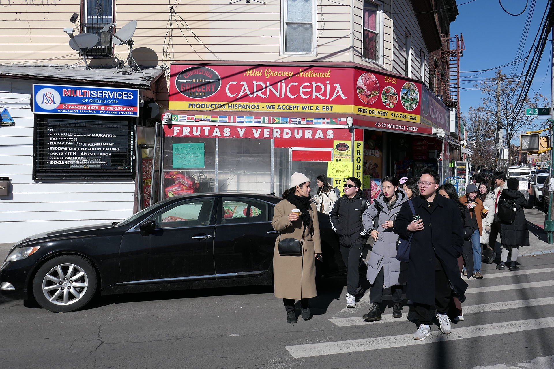 Students crossing a NYC street
