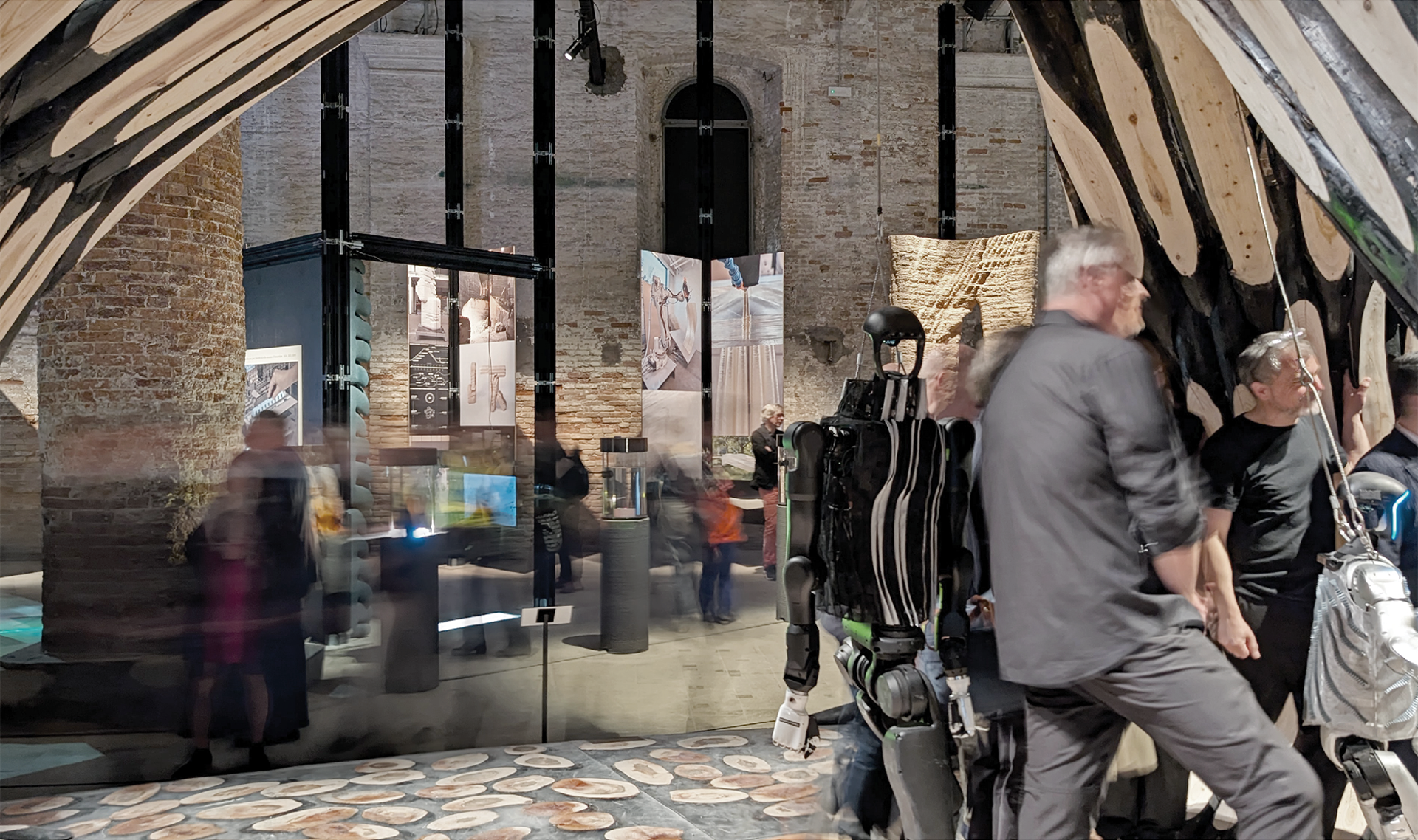 People gathered in an exhibition all