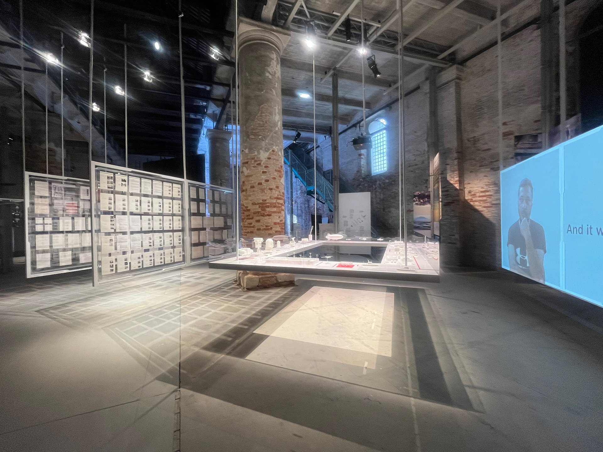 Models displayed on a floating platform