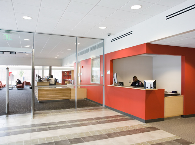 Main entrance with views of security and customer service desks