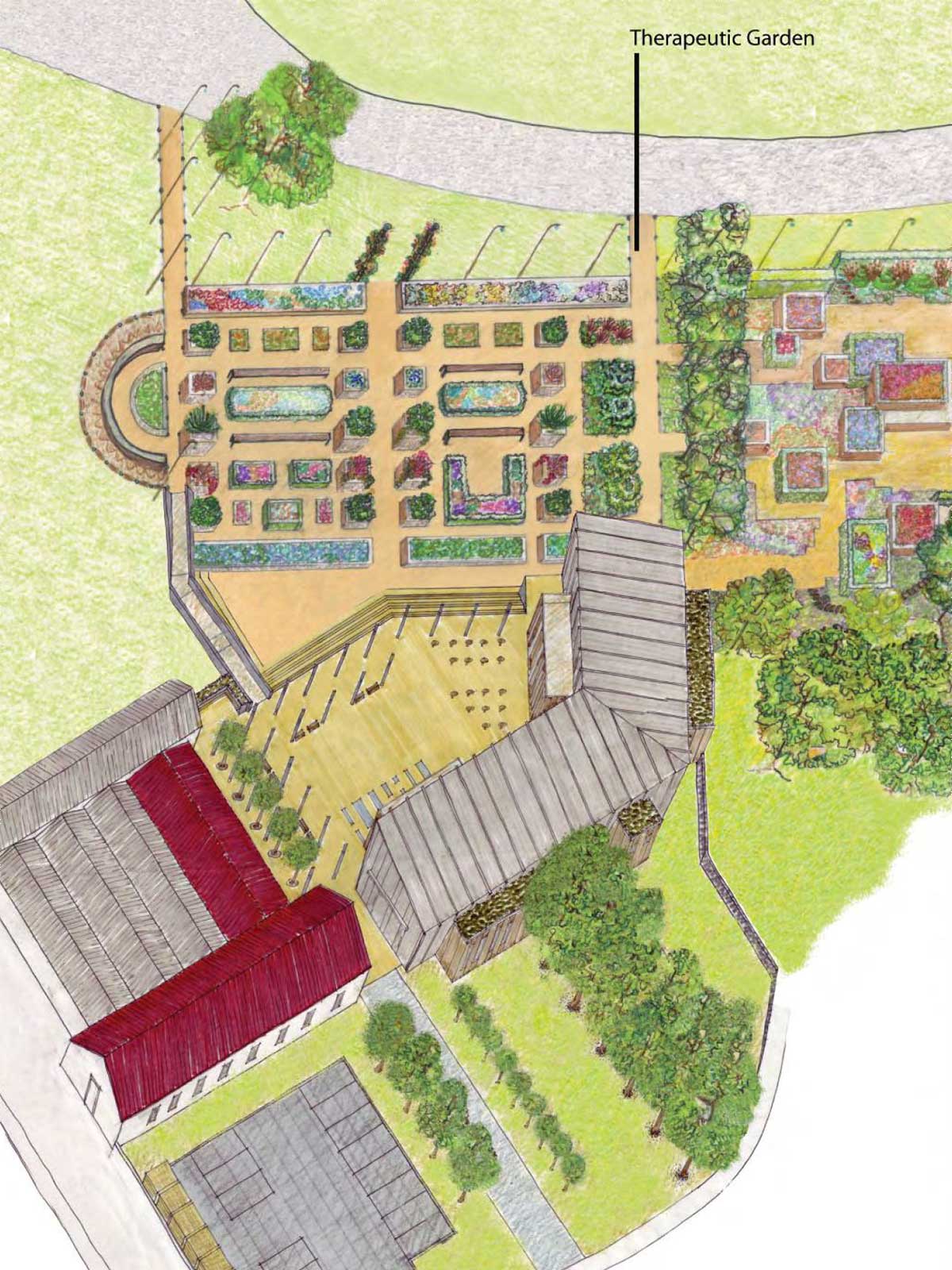 Detail of Proposed Greenhouse Complex and Formal Garden Illustrated Plan, Syracuse, NY
