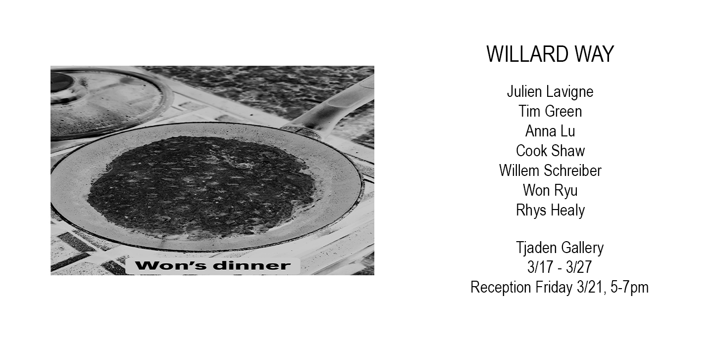 A black and white poster with an image of a burned pan on the left