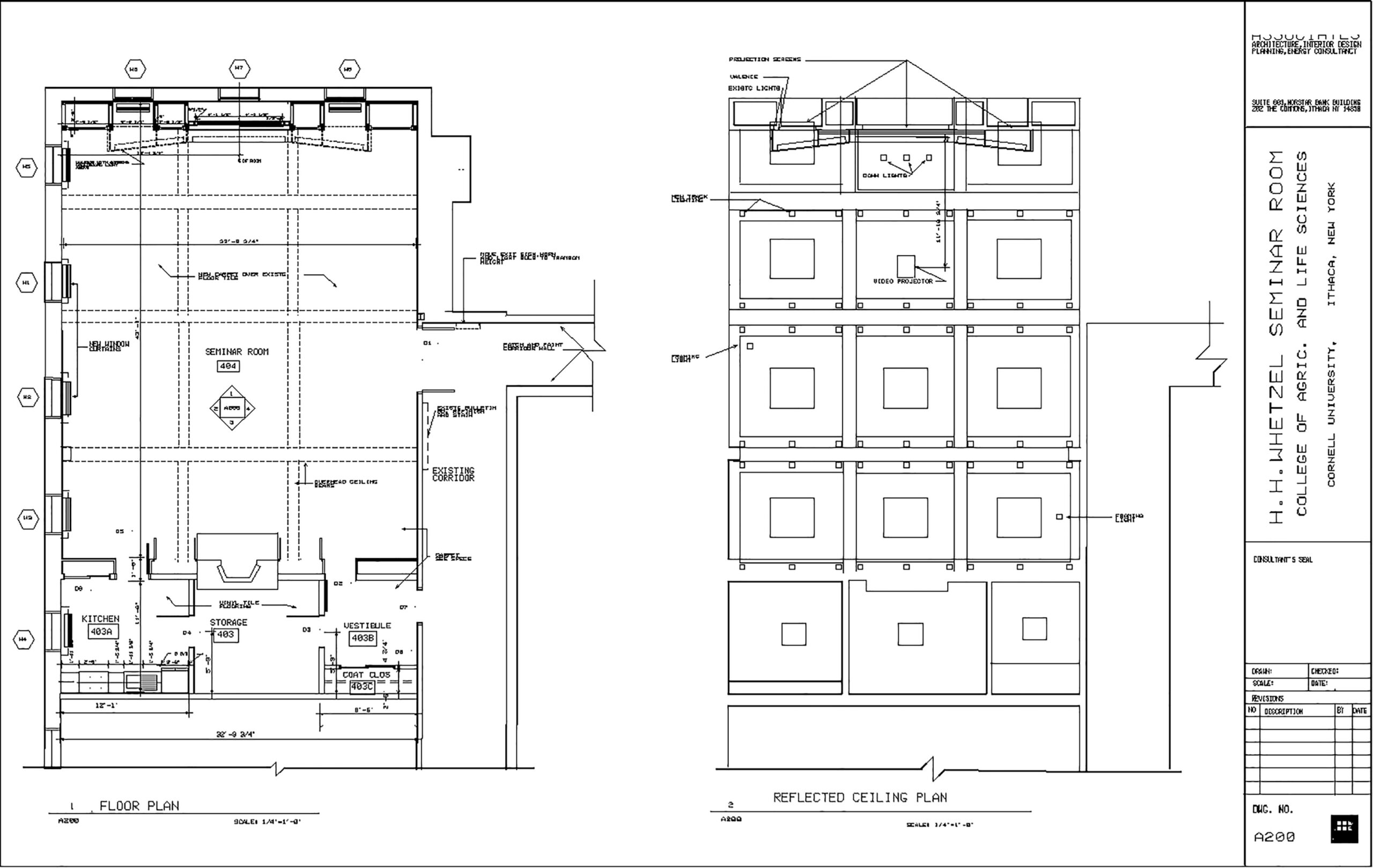 H.H. Whetzel Seminar Room floor and reflected ceiling plans