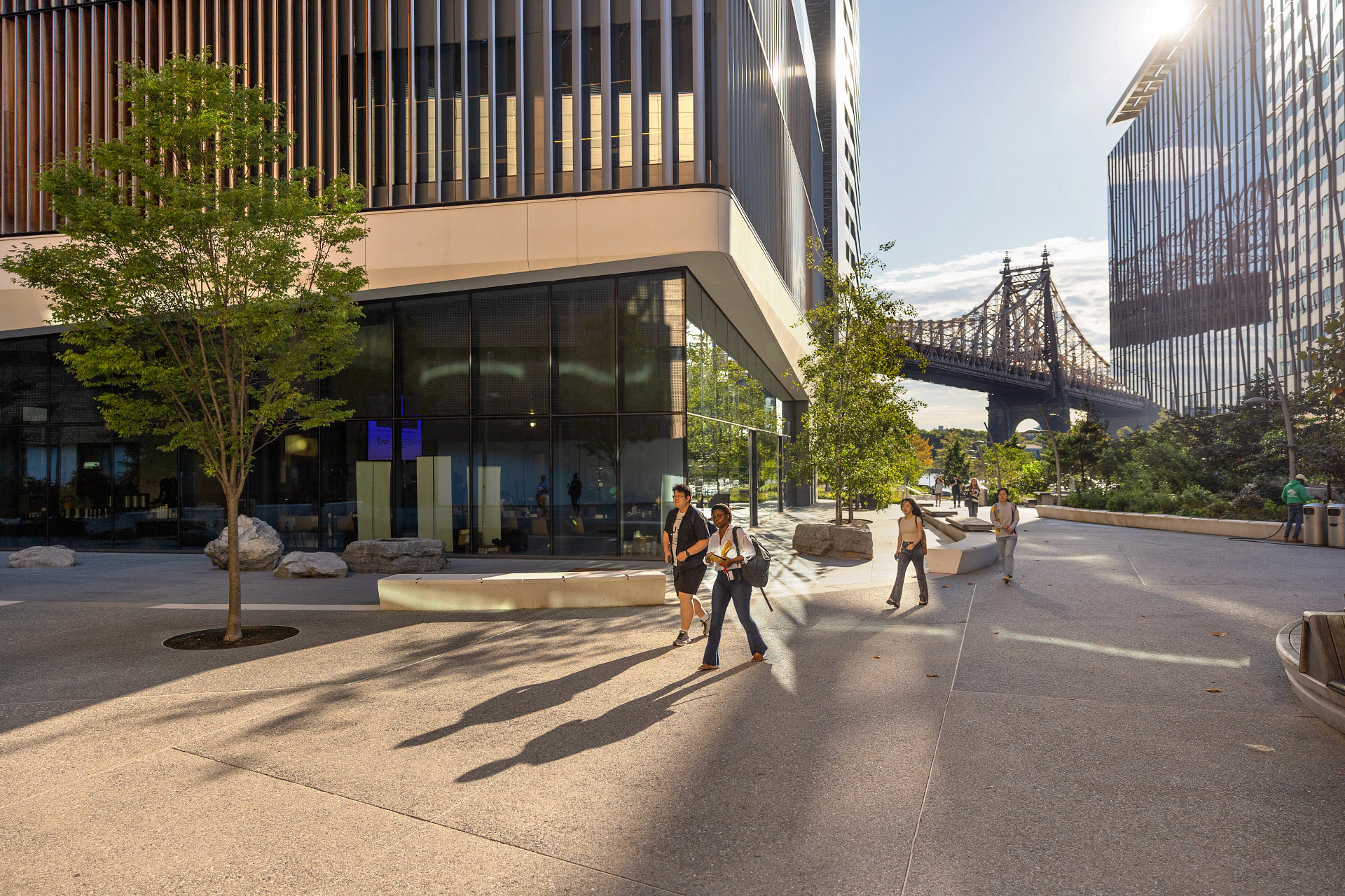 People walking on urban campus