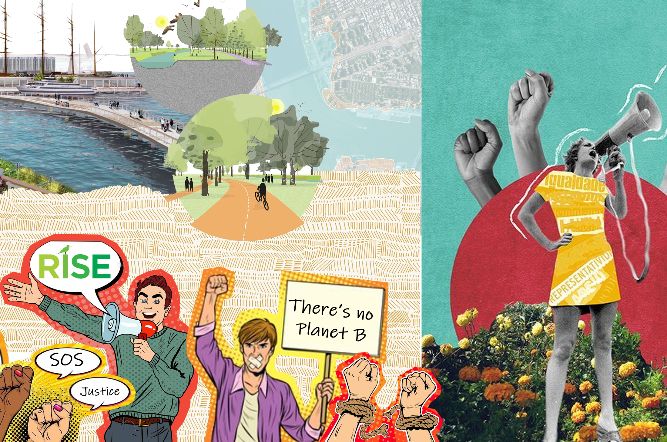 Collage illustrating need for climate justice