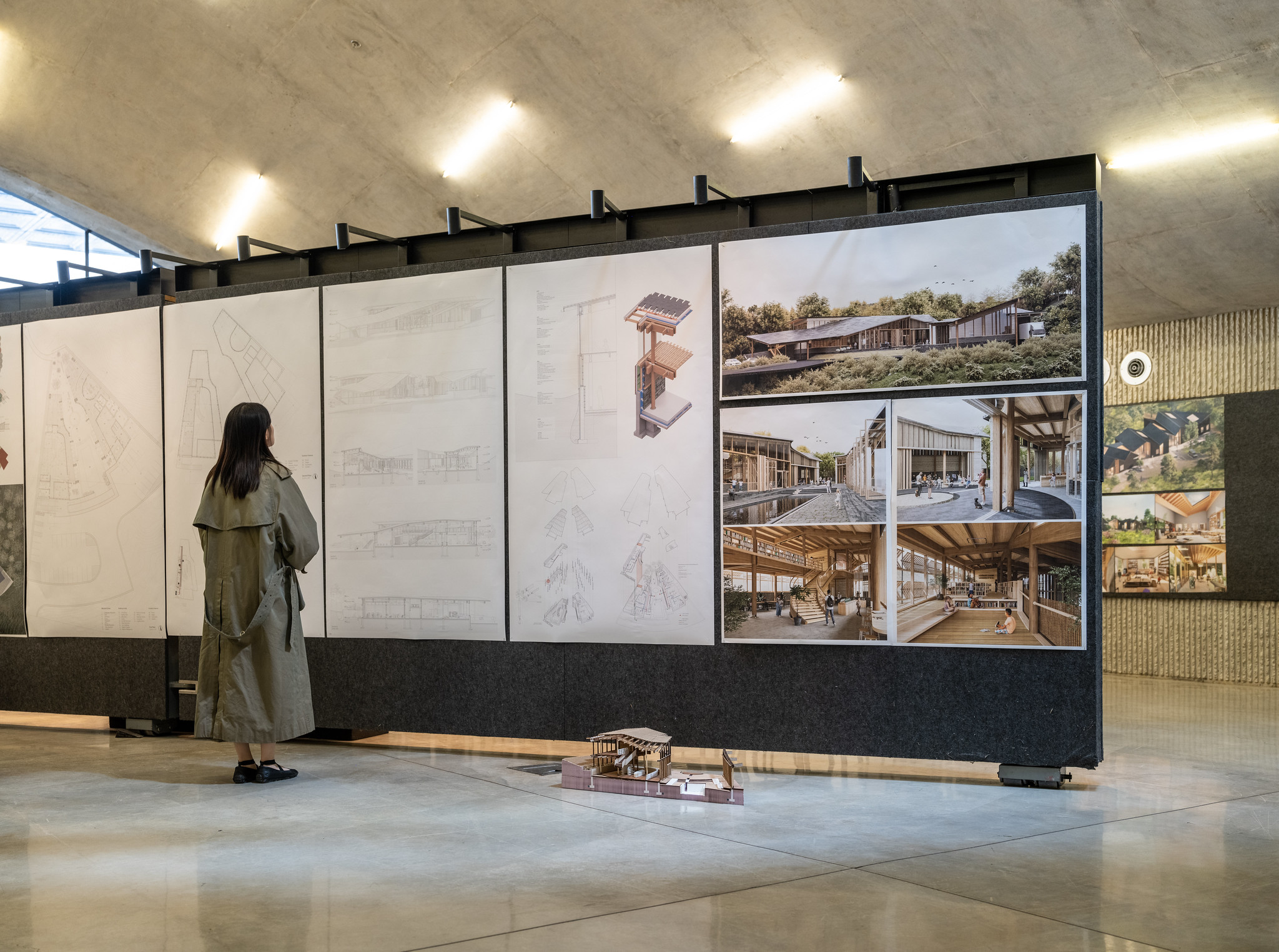 Student viewing pinned up work