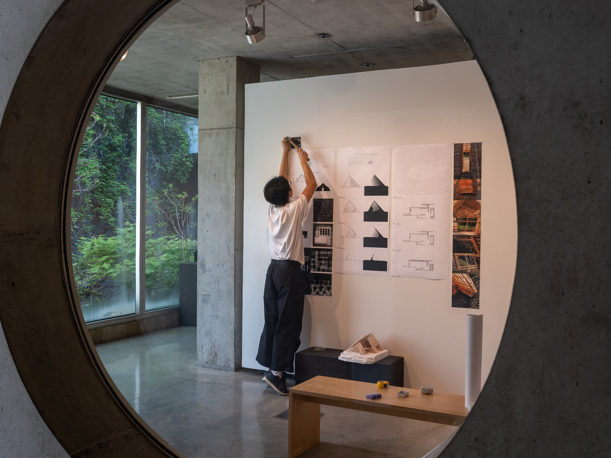 Student pinning up work