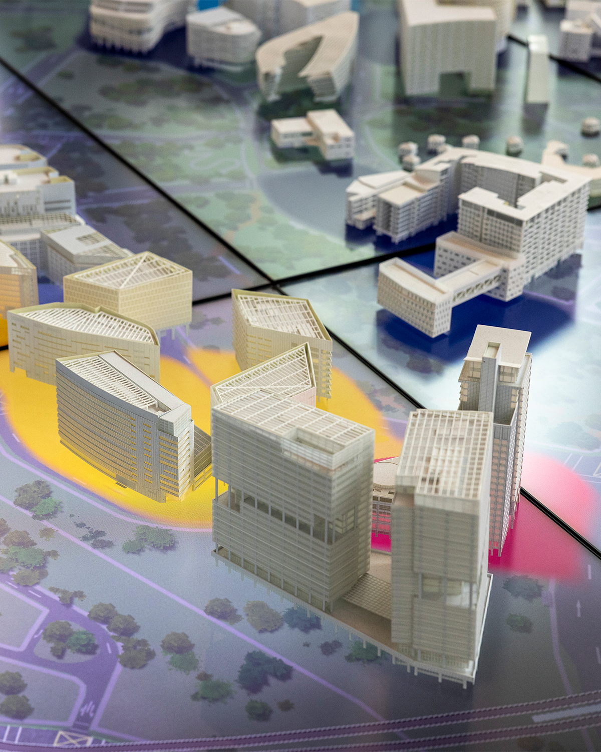 Architectural model of city buildings