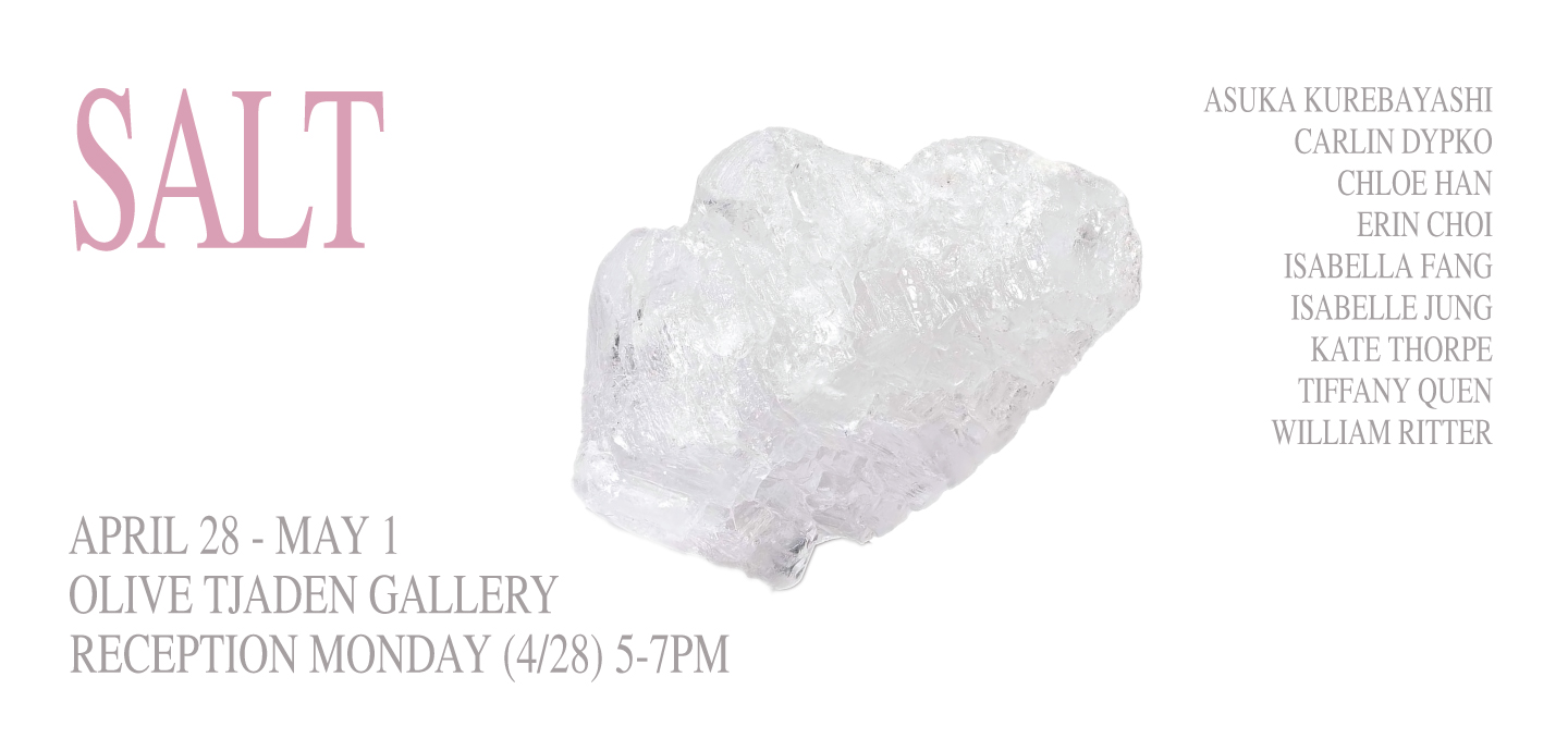 A poster with a white background and gray and pink text.