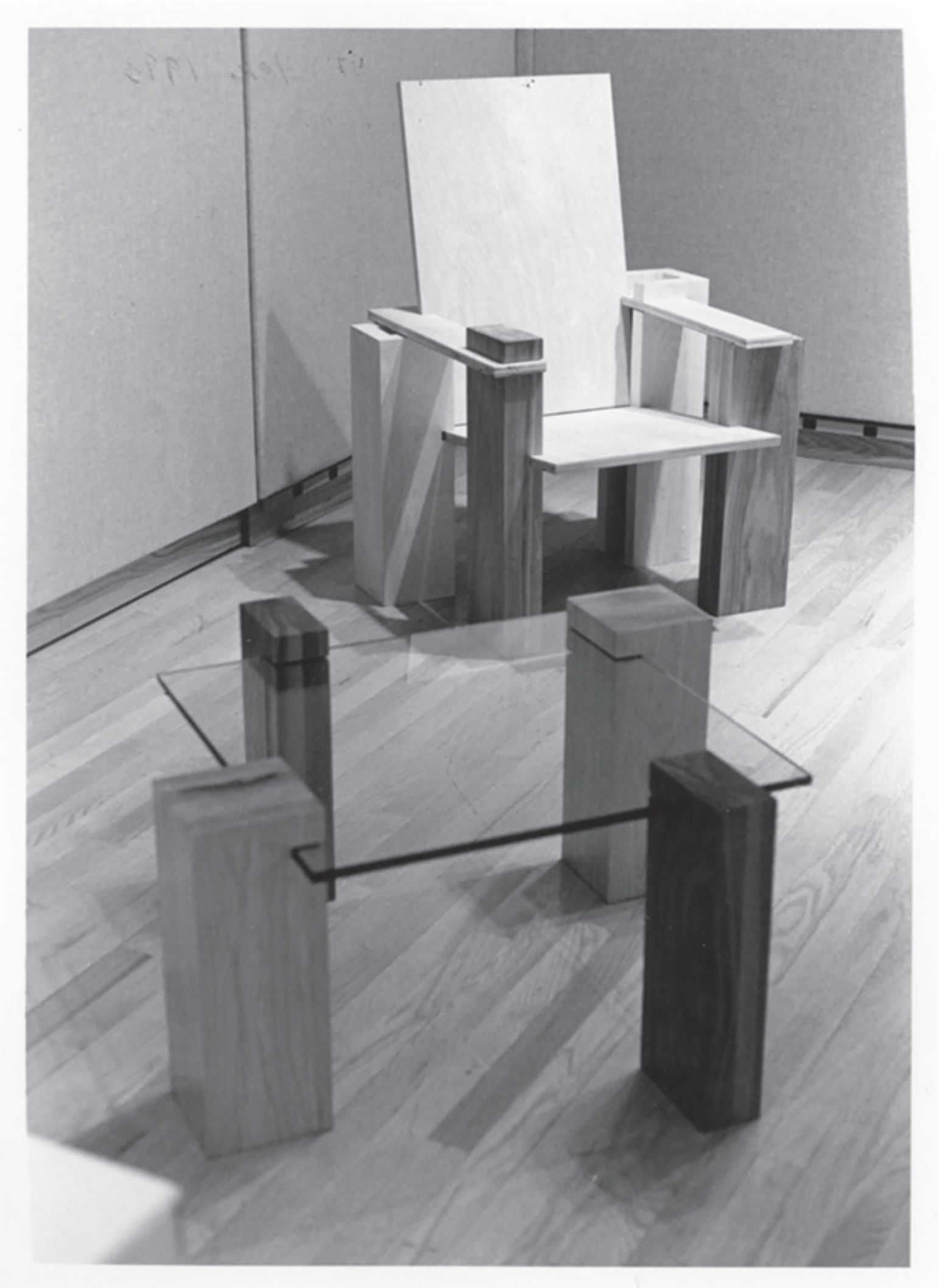 Chair and table constructed out of wood