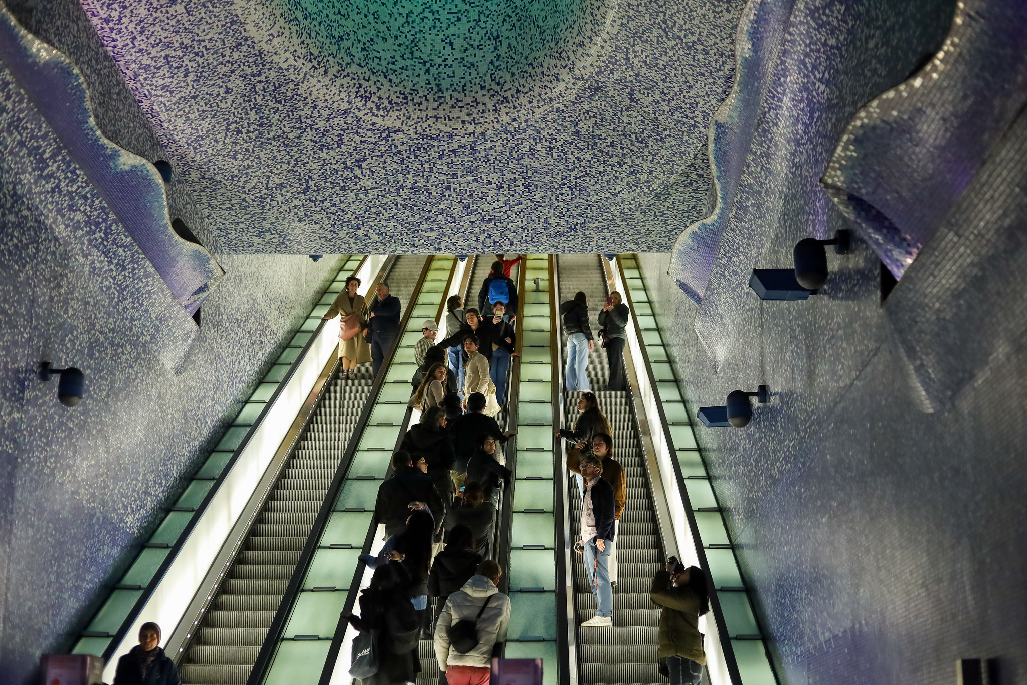 people on a escalator