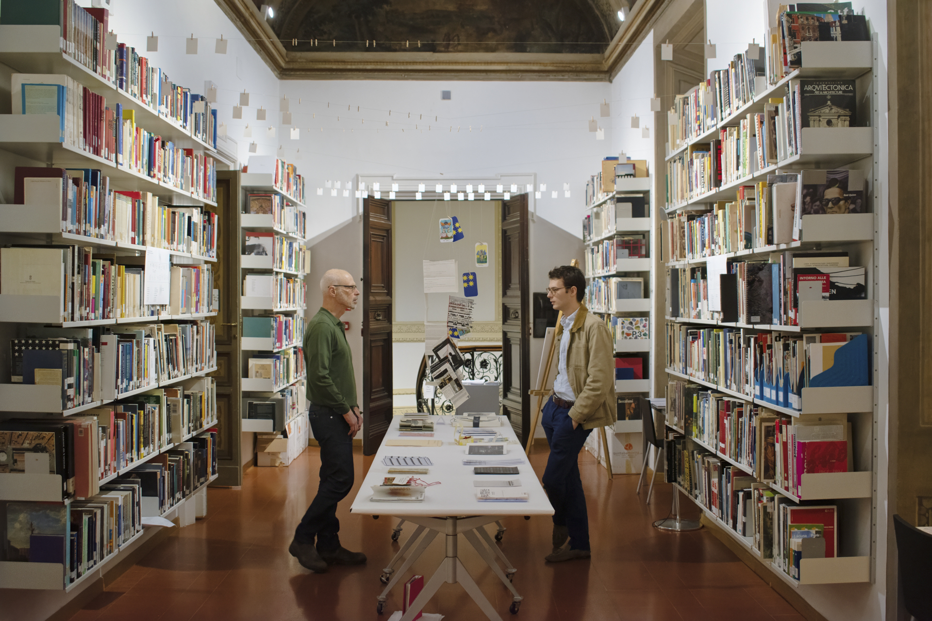 people in a small library