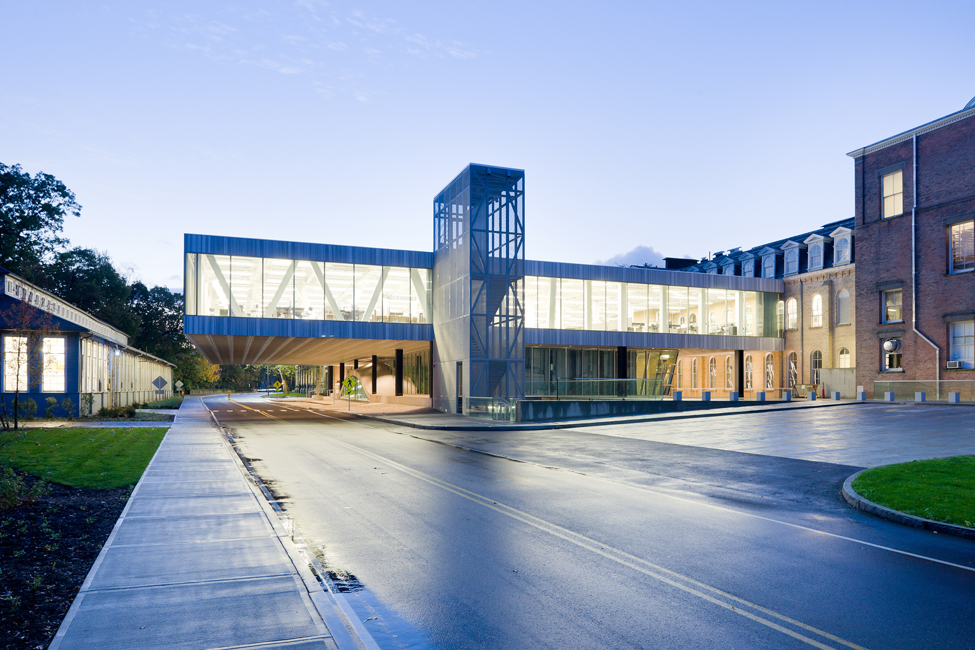 Modern addition on an historic building