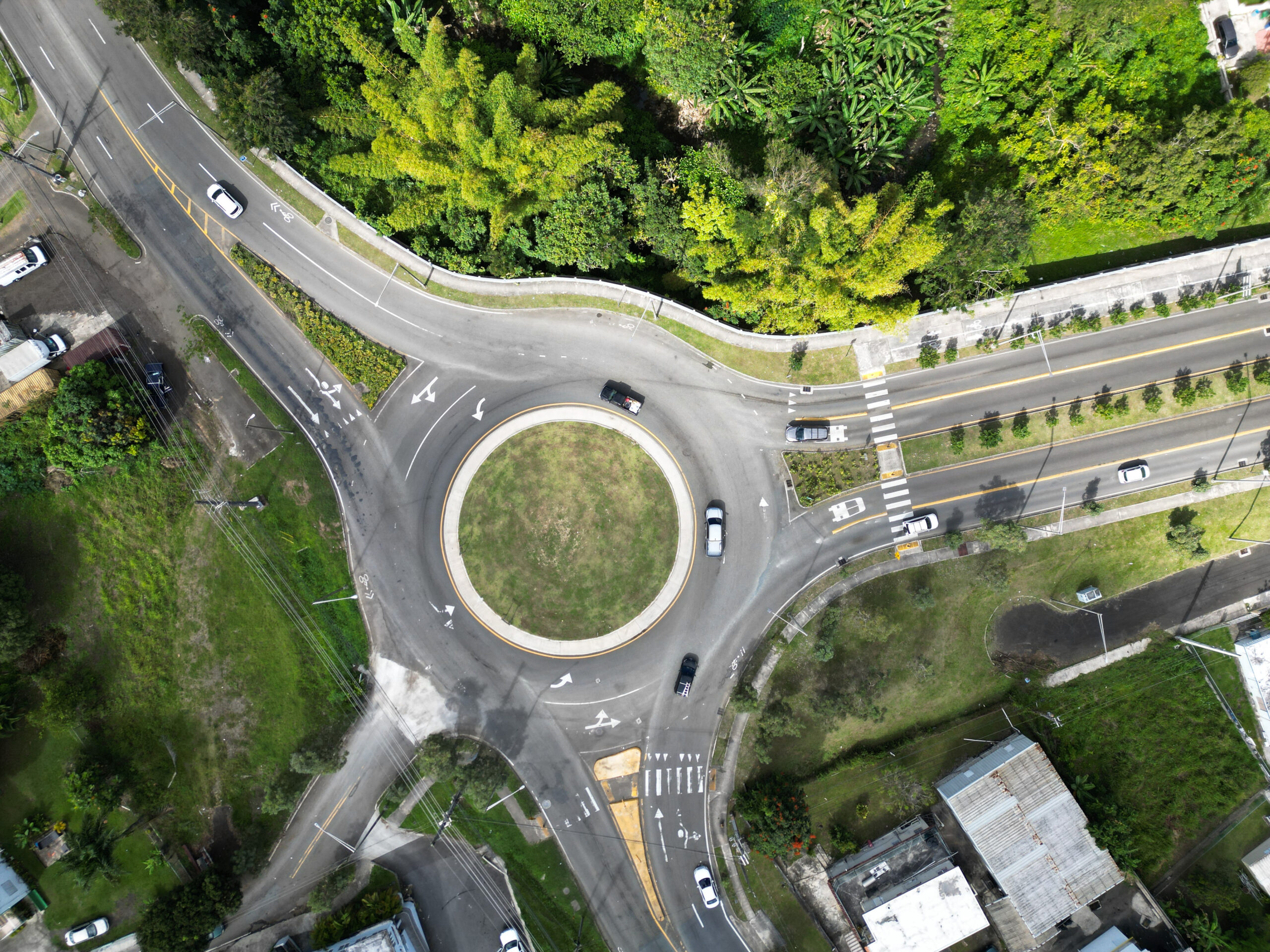 aerial view of a roundabout