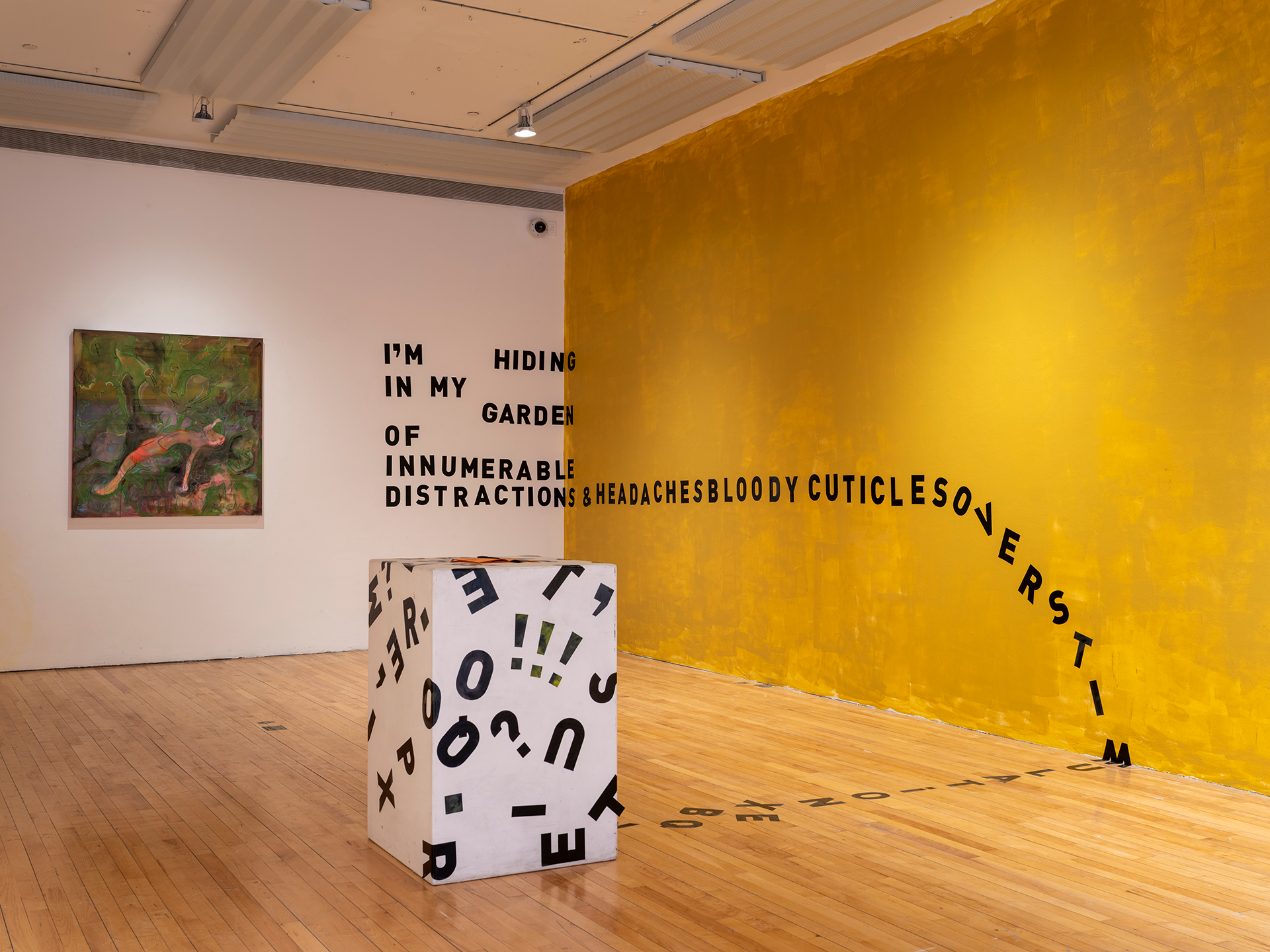 gallery installation featuring text