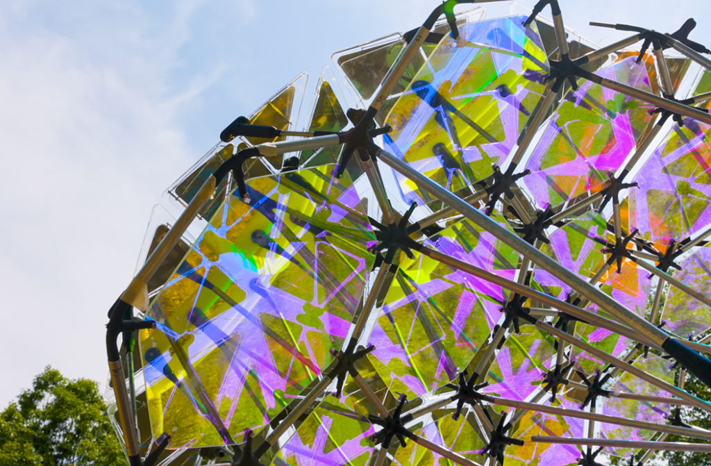 iridescent sculpture outside