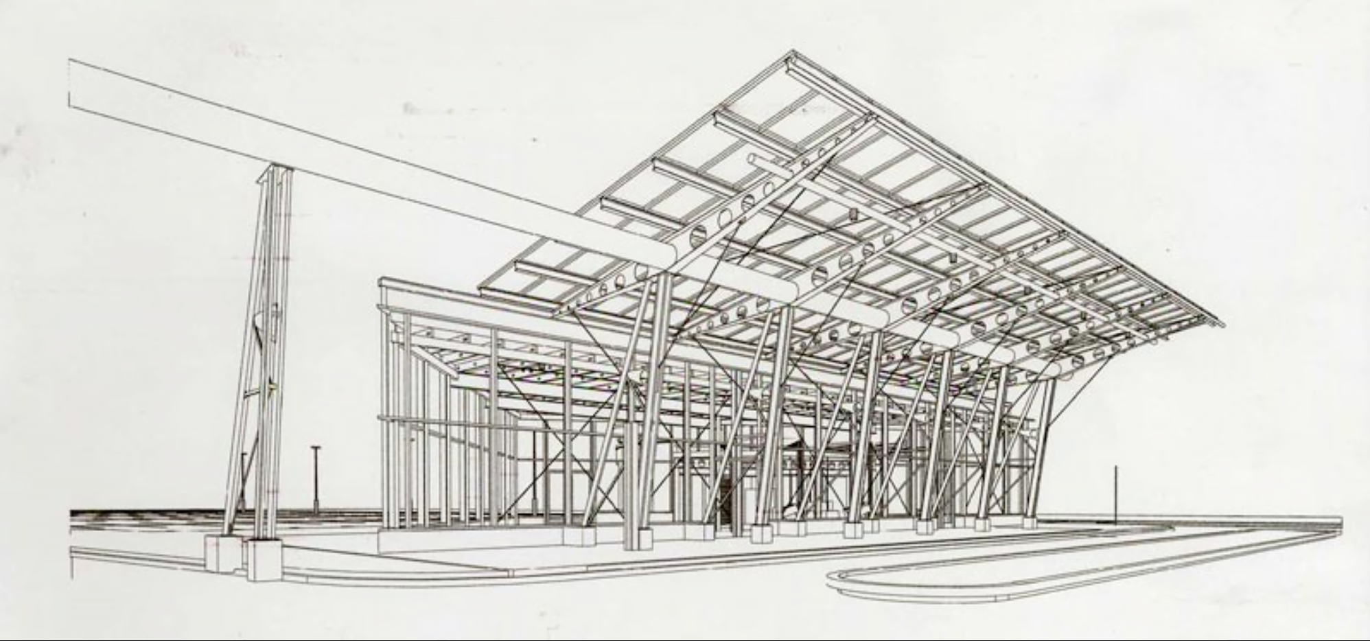 Architectural sketch of a pavilion