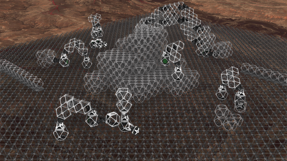 A redering of geometrical structures pilled up.