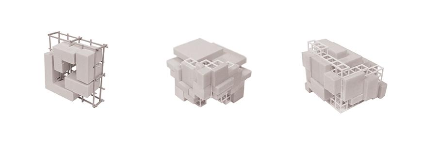 Three small models of various aspects of a brewery.