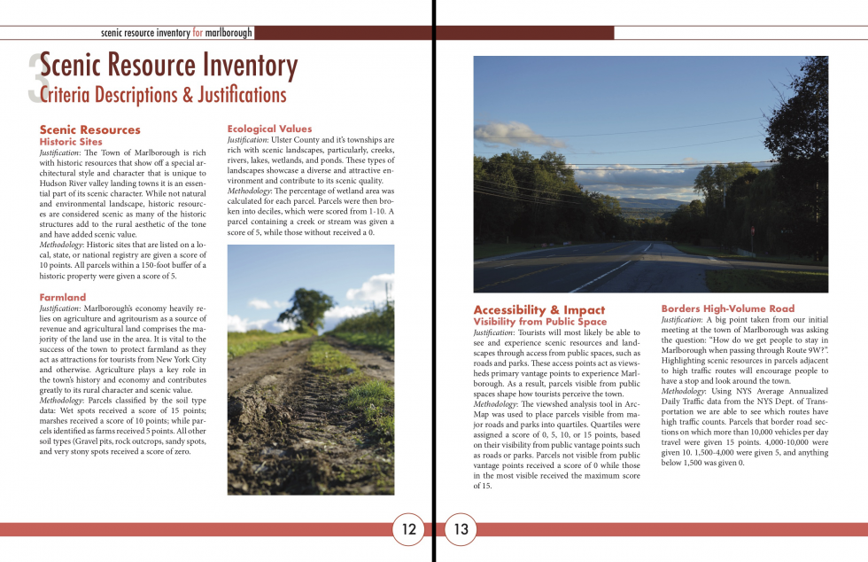 Screenshot of an article with red text and one image of farmland and another image of a paved road.