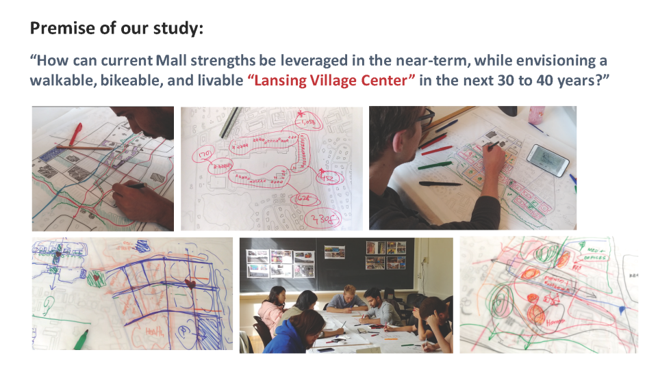A picture collage with people drawing maps, and a few images of the maps they drew.